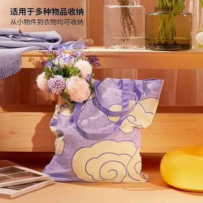 ［台灣現貨］IKEA宜家25周年限量萬德泰格紫色祥雲圖案棉質布袋子徧軟環保購物袋單肩包。規格：45cm X45cm/1只。顏色：紫色。