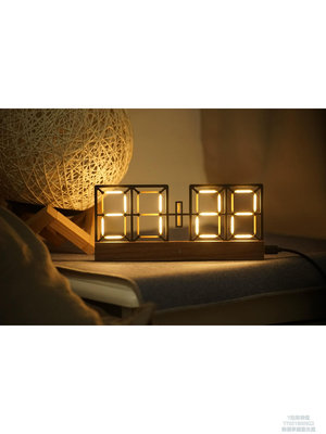 輝光管時鐘ClockLED時鐘擬輝光管鏤空簡約創意木桌面擺件男女禮物wifi