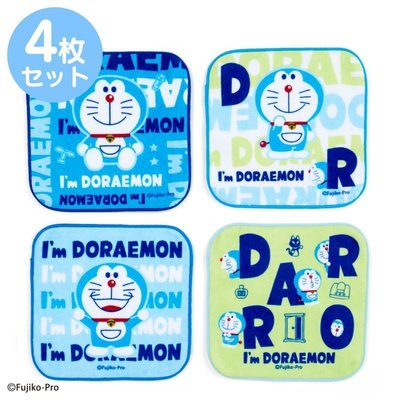 哆啦A夢Doraemon4入小方巾16x16cm，浴巾/毛巾/抹布/除塵紙/吸水布/棉布，X射線【C589748】