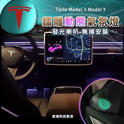 Tesla 特斯拉 Model 3 Model Y 動態氣氛燈 氣氛燈 鐳雕款氣氛燈 氣氛燈 發光喇叭