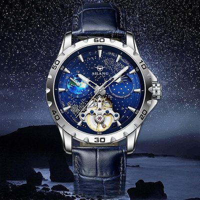 熱銷 艾浪品牌手錶腕錶男士月相陀飛輪星空系列抖音新款夜光全自動機械錶254 WG047