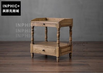 INPHIC-歐美式鄉村臥室橡木架床頭櫃 法式復古家具沙發 角櫃_S1910C