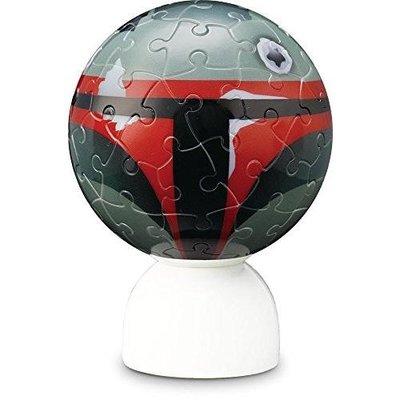 2003-492 3D立體塑膠球型60片日本拼圖．星際大戰 波巴·费特Boba Fett 附LED底座 可當小夜燈