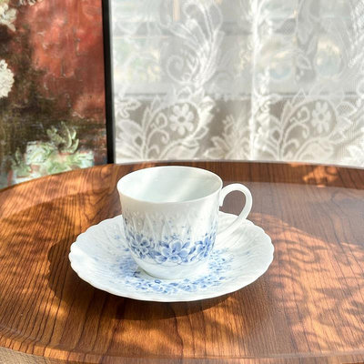 日本中古HOYA豪雅 青花浮雕咖啡杯摩卡器型