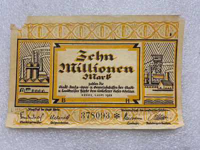 德國1923年100萬馬克紙幣630