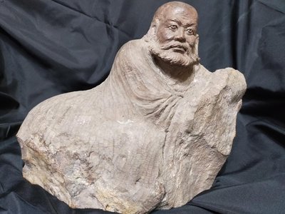 石雕。收藏。達摩祖師。大型石雕。擺件。珍藏。（9.1kg) 古董老件佛像
