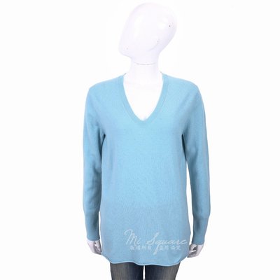 現貨熱銷-ALLUDE 喀什米爾天藍色星空鑽飾V領針織羊毛衫 1740244-16