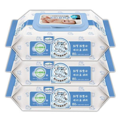 貝恩 嬰兒保養柔濕巾 EDI 無香料 80抽 3包/袋 X8袋 (箱購)
