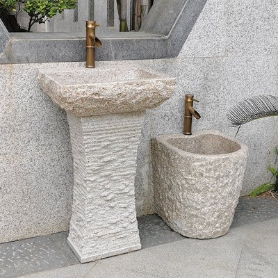 新款石頭洗手盆戶外庭院水槽室外大理石洗手池臺石材一體別墅拖把池桶 促銷