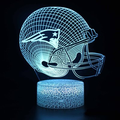 [現貨]美式足球頭盔3D視覺立體燈 NFL新英格蘭愛國者Patriots七彩漸變氣氛 觸摸開關 橄欖球錯覺小夜燈創意禮物