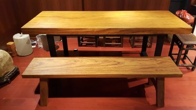 【原味手工家具】非洲馬柚餐桌、長板凳椅-台南 原木 家具
