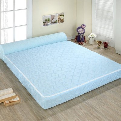 [家事達] NO-ONE 緹花針織彈簧沙發床(雙人)-藍色