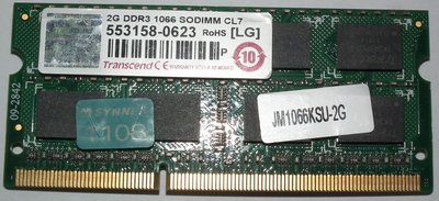 ddr3-1066創見2gb雙面2rx8筆記型記憶體JM1066KSU-2G筆電pc3-8500s LG SO-DIMM
