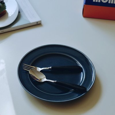 深邃之藍純色陶瓷圓盤  盤子 陶瓷圓盤 牛排盤 菜盤 大圓盤 西餐盤 早餐盤 陶瓷盤【小雜貨】