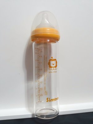 小獅王玻璃奶瓶260ml 附貝親奶瓶蓋 二手