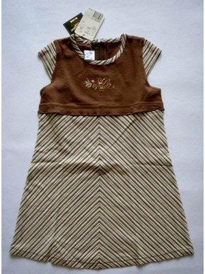 專櫃童裝[聖大保羅] 女童棉質咖啡色休閒洋裝(編號10015)~100CM