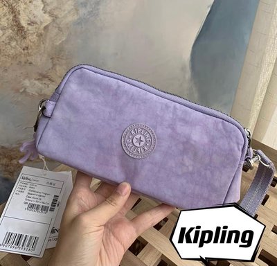 【熱賣精選】 Kipling 猴子包 柔美紫 K70109 拉鍊手掛包 零錢包 長夾 手拿包 鈔票/零錢/卡包 輕便