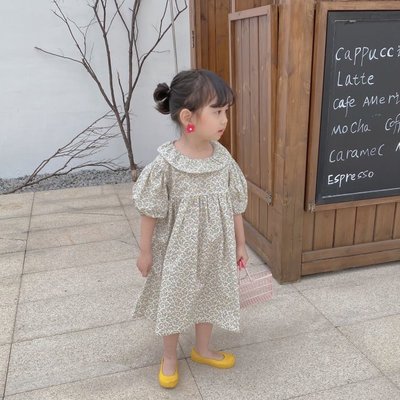 [1-8歲] 女童 甜美日系洋裝 公主裙 女寶寶 粉色 復古碎花娃娃領洋裝 正韓質感 Sisterxoxo KOREA
