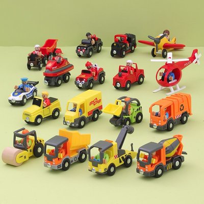 玩具車汽車玩具小車木質挖機飛機場景道具教具認知交通知識認知