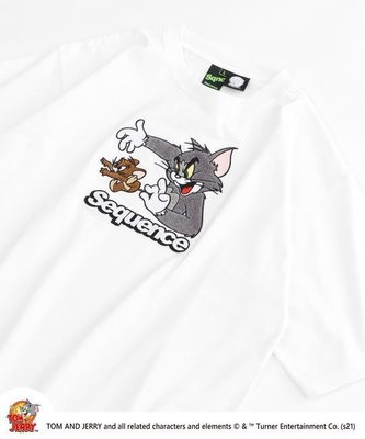 台灣琦琦購~日本白白團髮sequence貓和老鼠湯姆杰瑞短袖T恤男女同款01570930