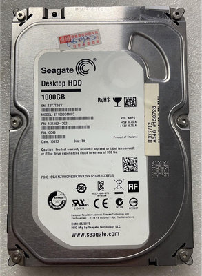 @淡水無國界@故障 Seagate 3.5 吋 二手 硬碟 機械硬碟 1TB 硬碟 中古 已測試 編號: S9