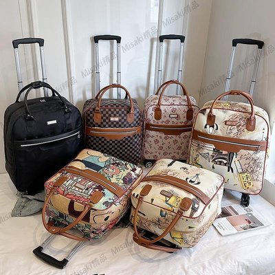 短途拉桿包手提旅游行李袋登機箱折疊萬向輪旅行包女大容量滑輪包帆布包行李袋-Misaki精品