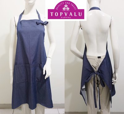 ☆一身衣飾☆ 日本品牌【TOPVALU】不怕髒 割烹著 繞頸款 牛仔圍裙~直購價290~夏裝特價🌻
