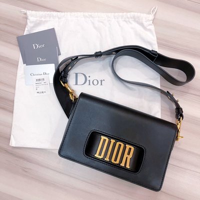 Dior 復古大logo荔紋牛皮掀蓋包包 手拿包 肩背包 金釦寬版背帶