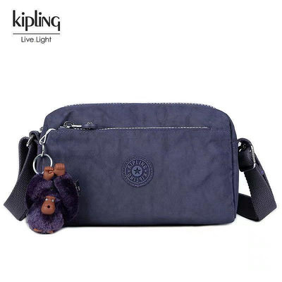 小Z代購#Kipling 猴子包 K16217 藍紫 輕量輕便多夾層 斜背肩背包 多夾層 大容量 隨身包 日常 防水