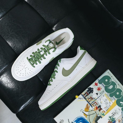 Nike Court Vision 男女款 皮革 小白鞋 休閒鞋 白/綠色 FJ5480100