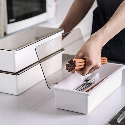 筷子籠瀝水置物架帶蓋防塵筷筒家用廚房快子簍盒平放筷勺子收納盒