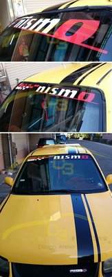 【C3車體彩繪工作室】Nissan Nismo 前擋貼 擋風 玻璃 裝飾貼 造型 格旗款 透明底 貼紙 車身膠膜 隔熱貼