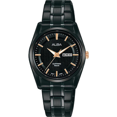 「官方授權」ALBA 雅柏 女時尚黑鋼腕錶AN8031X1