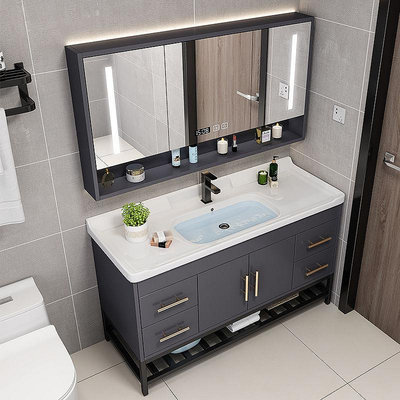 浴室櫃輕奢實木衛生間現代簡約浴室柜組合洗漱臺洗手洗臉盆柜組合小戶型