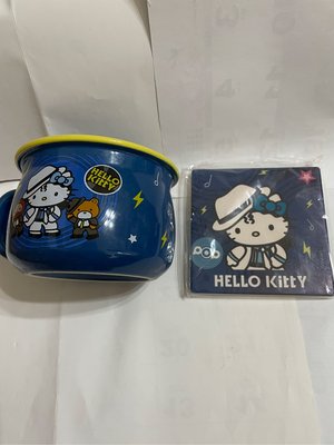 7-11 美國流行音樂風HELLO KITTY 凱蒂貓 形似琺瑯造型 陶瓷碗+隔熱墊