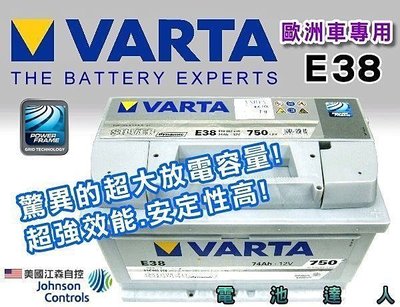 【屏東勁承電池】德國VARTA汽車電池 ( E38 74AH ) 56530 56820 S50 S40 V50 S60