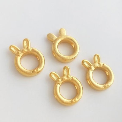 宏雲Hongyun-Ala-0801--沙金強保色兔耳朵套珠圈手工diy兔子套珠環手鏈隔珠飾品串珠配件