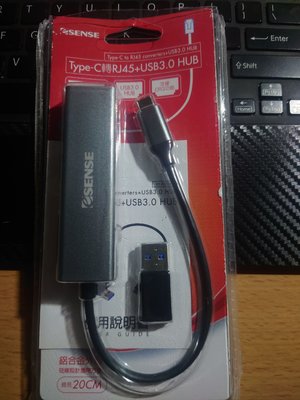 eSENSE電腦 桌電、筆電 type-c 網路孔RJ45 + USB 3.0 HUB
