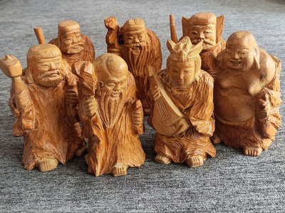 木雕全套七福神原木雕刻具體木材像是黃楊一類請自行判斷