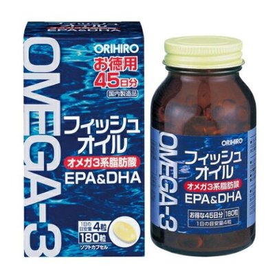 《預購》ORIHIRO OMEGA-3 魚油 EPA&amp;DHA 180錠/瓶 (日本帶回）
