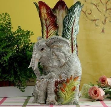 INPHIC-母子大象 陶瓷花瓶花器水罐花插飾品擺飾