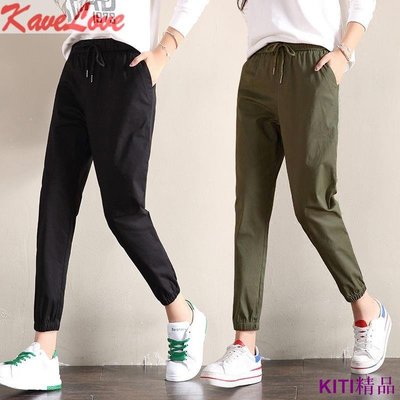 KITI精品K6323褲子女學生韓版寬鬆春夏新款休閒哈倫褲大尺碼女裝200斤顯瘦工裝褲