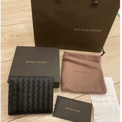 Bottega Veneta BV 編織短夾 經典黑色 法國專櫃購入