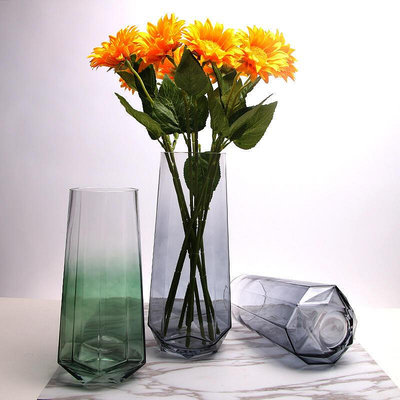 北歐玻璃花瓶透明大號富貴竹百合客廳餐桌鮮花干花插花擺件