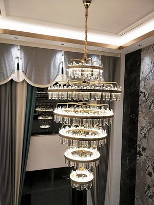 后現代輕奢客廳燈具高檔水晶燈飾別墅復式樓中樓挑高餐廳大廳吊燈