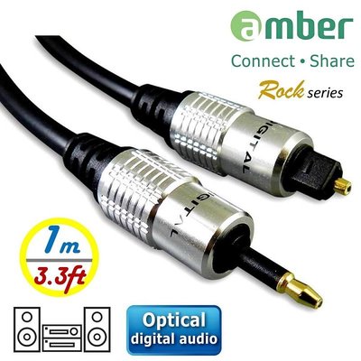 【免運費】amber S/PDIF Audio Cable 光纖數位音訊傳輸線 mini Toslink -1M