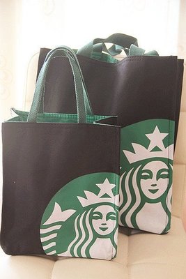 Starbucks 星巴克 -厚實帆布袋(大款) 厚帆 隨行杯環保手提袋便當袋 - 黑色