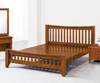 【DH】商品貨號J5-2商品名稱《瑪吉》5尺淺胡桃雙人實木床台(圖一)實木床底.床道可調高低.備有3.5尺.6尺可選.