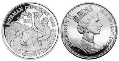 【熱賣精選】馬恩島 1997年 千禧年系列 諾曼征服 1克朗 紀念幣 全新 UNC