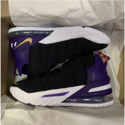 【正品】全新 首發 Nike LeBron 18 "Lakers" 黑紫金 湖人 籃球 運動 CQ9284-004潮鞋